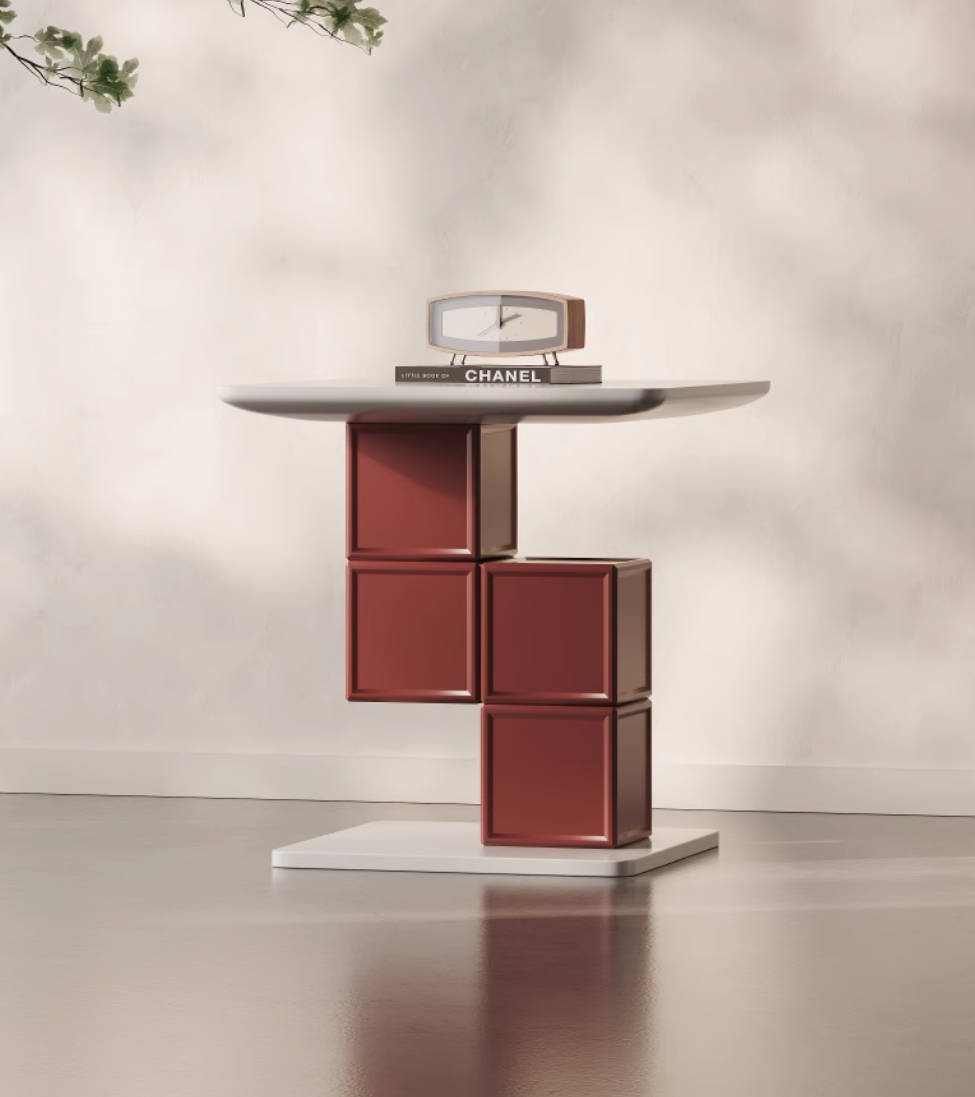 Italian minimalist bedside table creative hollow solid wood storage rack side cabinet bedroom bedside